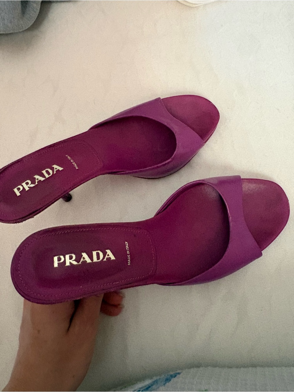 🇮🇹Vintage Prada SS2003 Pink Leather Kitten Heel Mule Sandals Y2k –sz EU 38/italy - Picture 7 of 10